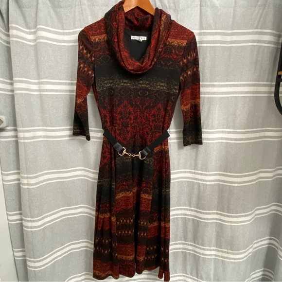 ROBBIE BEE / Cowl Neck Belted Midi Dress Size S Petite - Picture 1 of 14